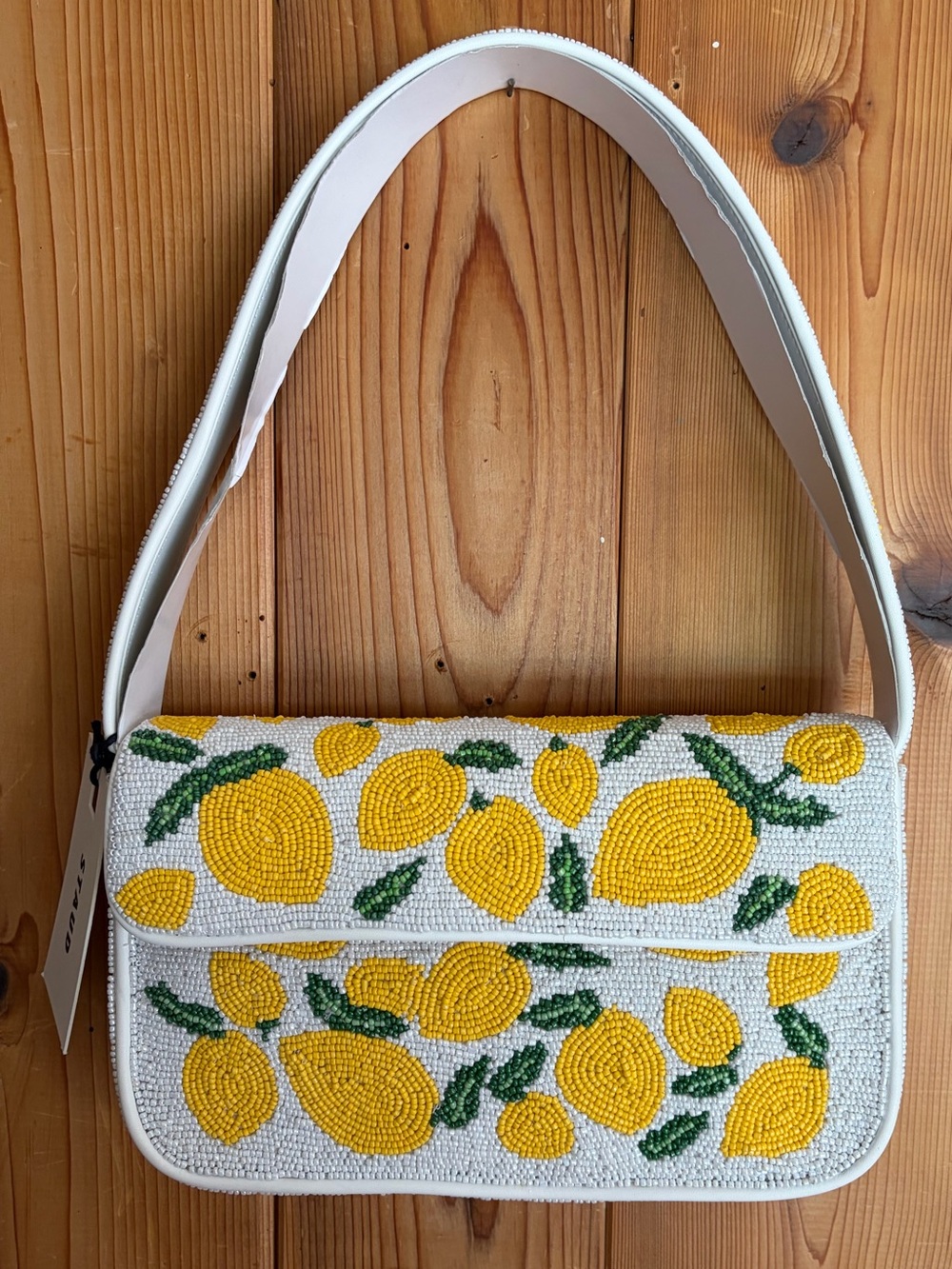 STAUD - Tommy Lemon Print Beaded Shoulder Bag - Picture 6 of 11